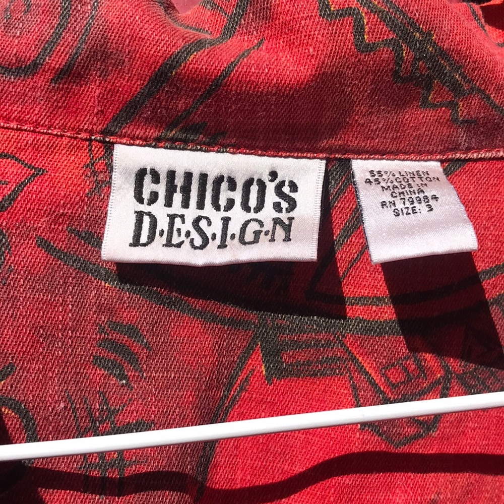 Chico's Red Patterned Jean Jacket - image 2